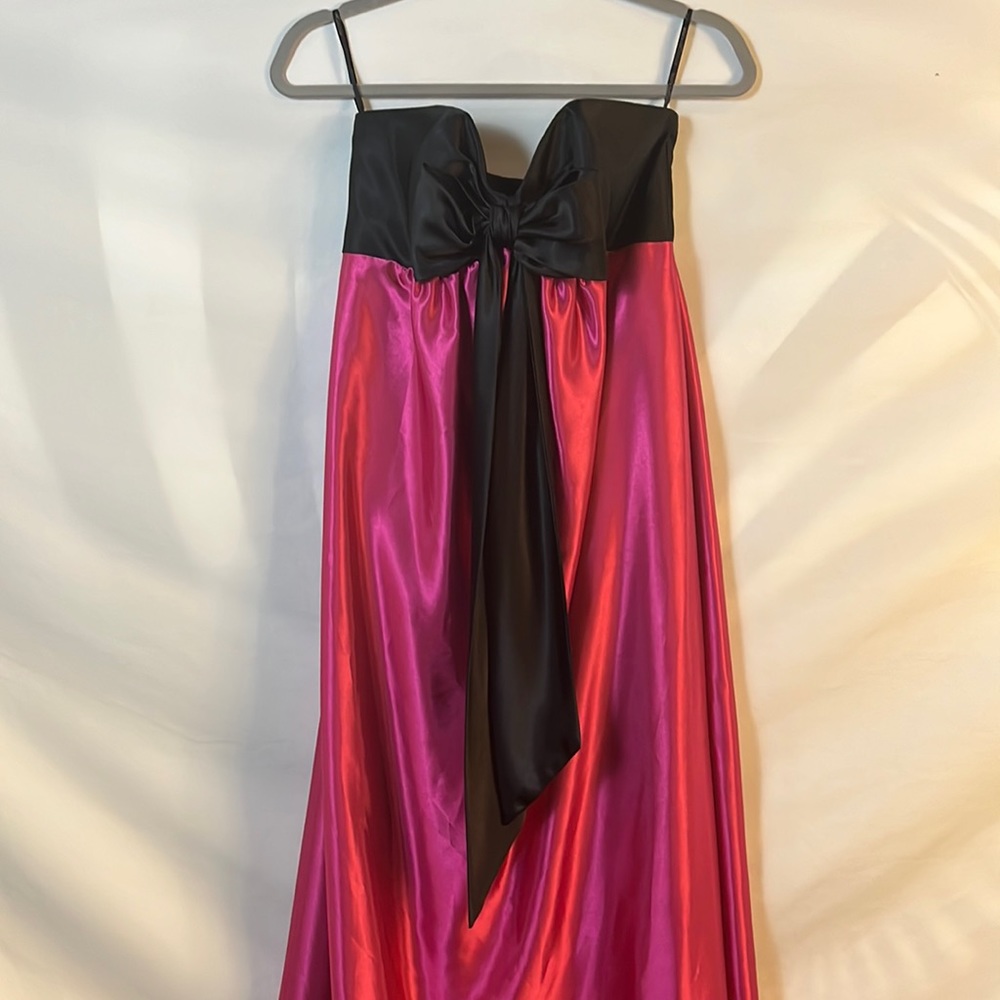 Gunne Sax 90s Strapless Empire waist gown, Stunning! Sz S 2/3 pink and black